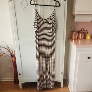 Allysse Black and Cream Striped Maxi Dress